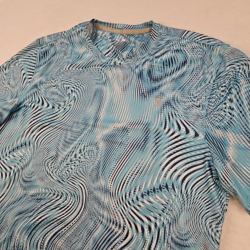Reel Legends Men's Fishing Shirt Size L Blue Swirl Print Short Sleeve Stretch